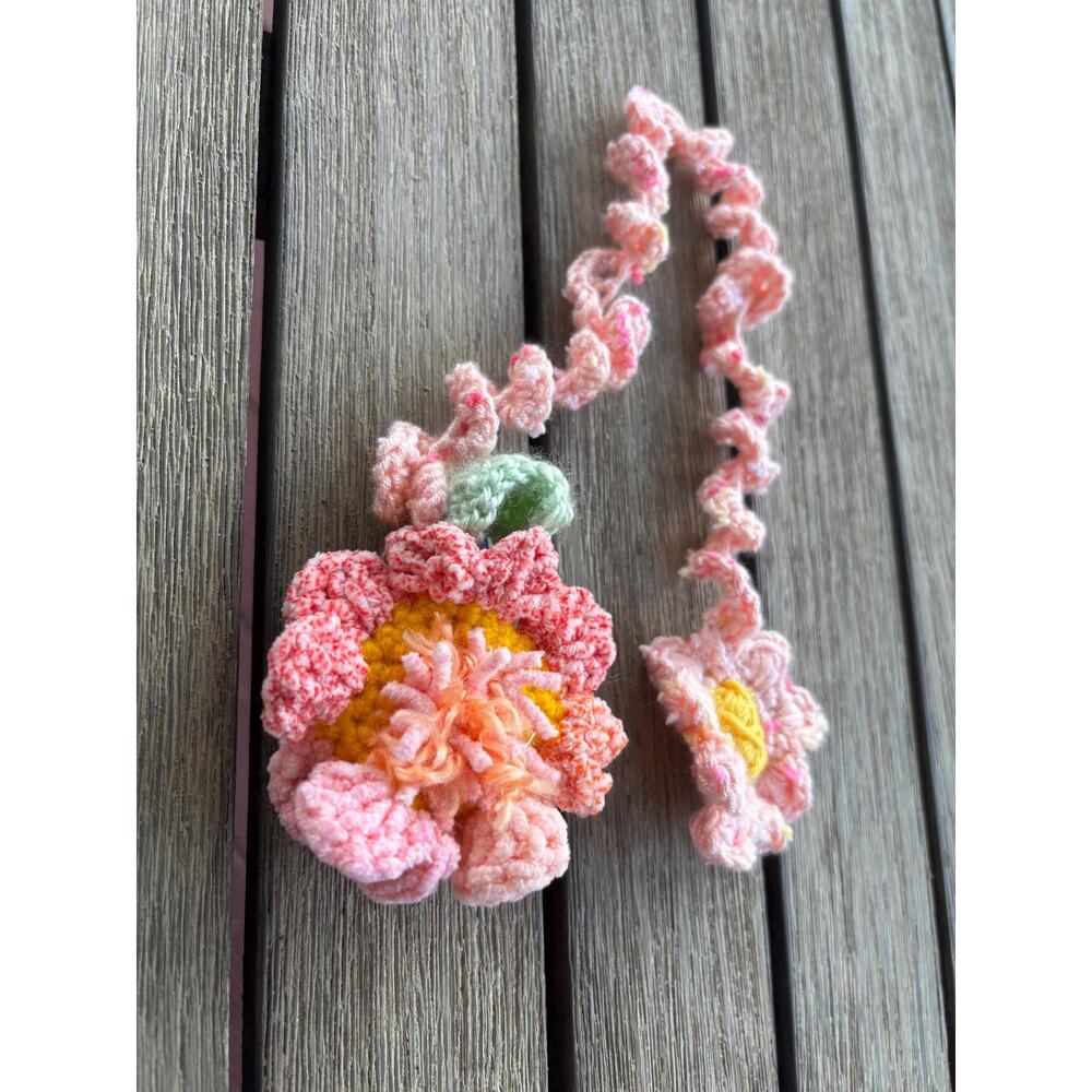 Crochet Flower Car Charm: Rear View Mirror Decoration